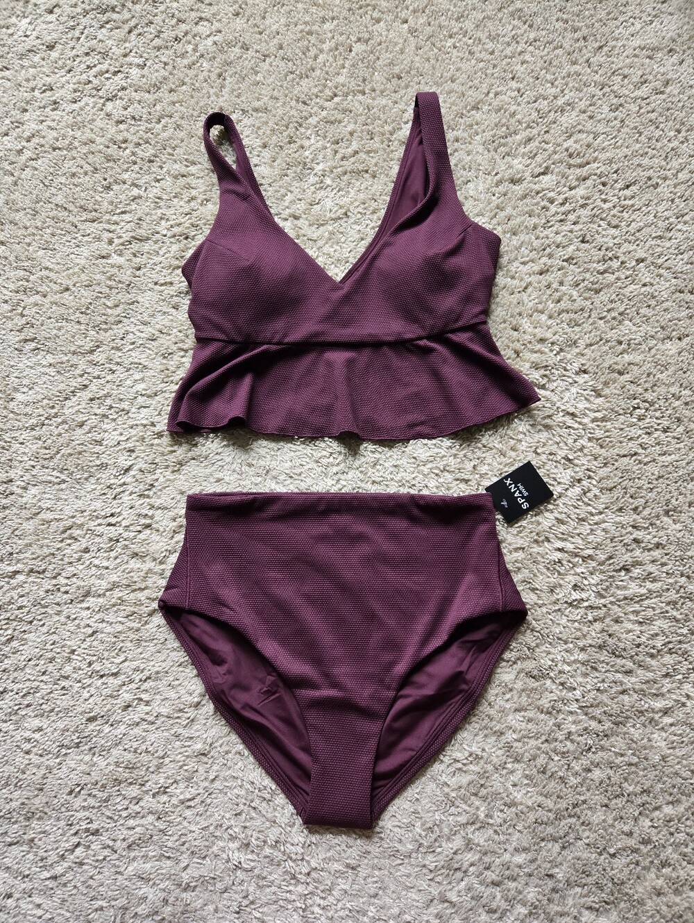 Spanx Bikinis Womens M Burgundy Pique